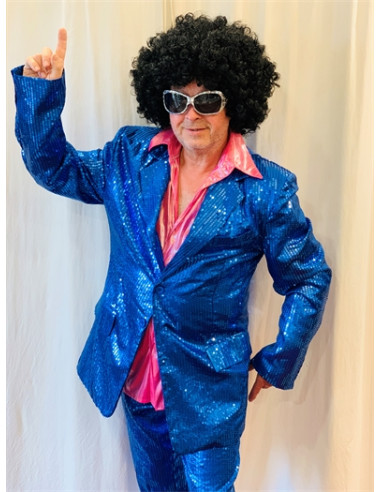 Chemise disco bleu pour homme - La magie du déguisement, années 70
