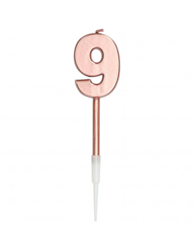 BOUGIE CHIFFRE 9 ROSE GOLD 