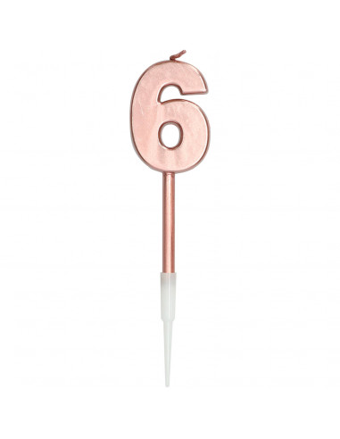 BOUGIE CHIFFRE 6 ROSE GOLD 