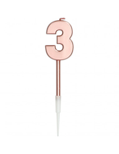 BOUGIE CHIFFRE 3 ROSE GOLD 
