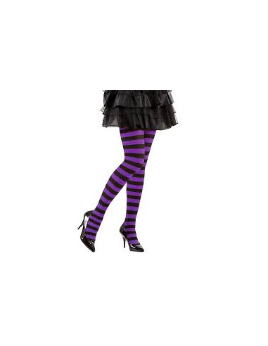 COLLANT NOIR RAYE VIOLET TAILLE...