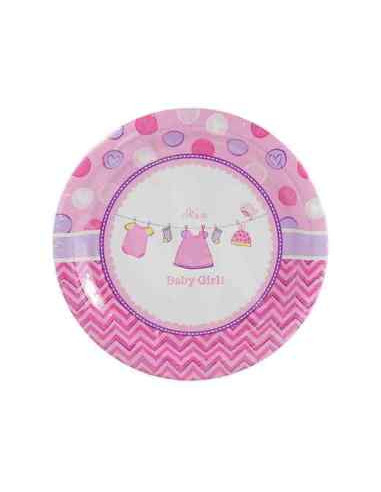 8 ASSIETTES RONDES IT'S A BABY GIRL...