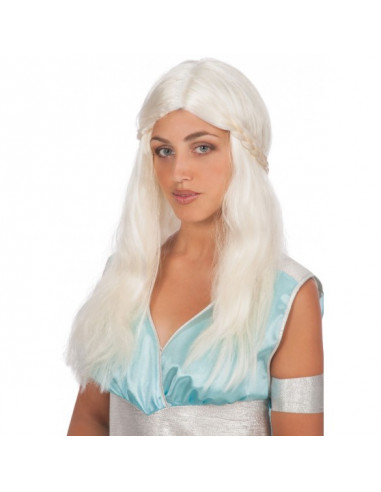 PERRUQUE BLANCHE TRESSE MEDIEVAL 