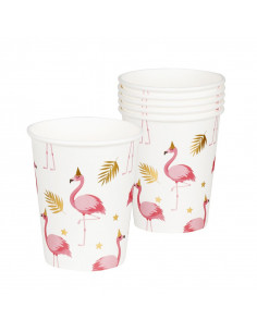 6 GOBELETS FLAMANT ROSE 25 CL 