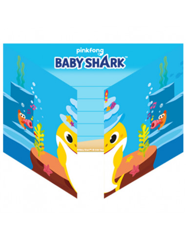 8 CARTES D'INVITATIONS BABY SHARK...