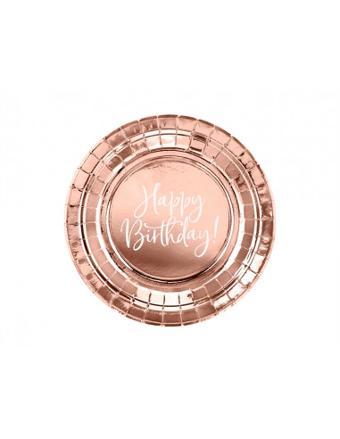 6 ASSIETTES RONDES ROSE GOLD HAPPY...
