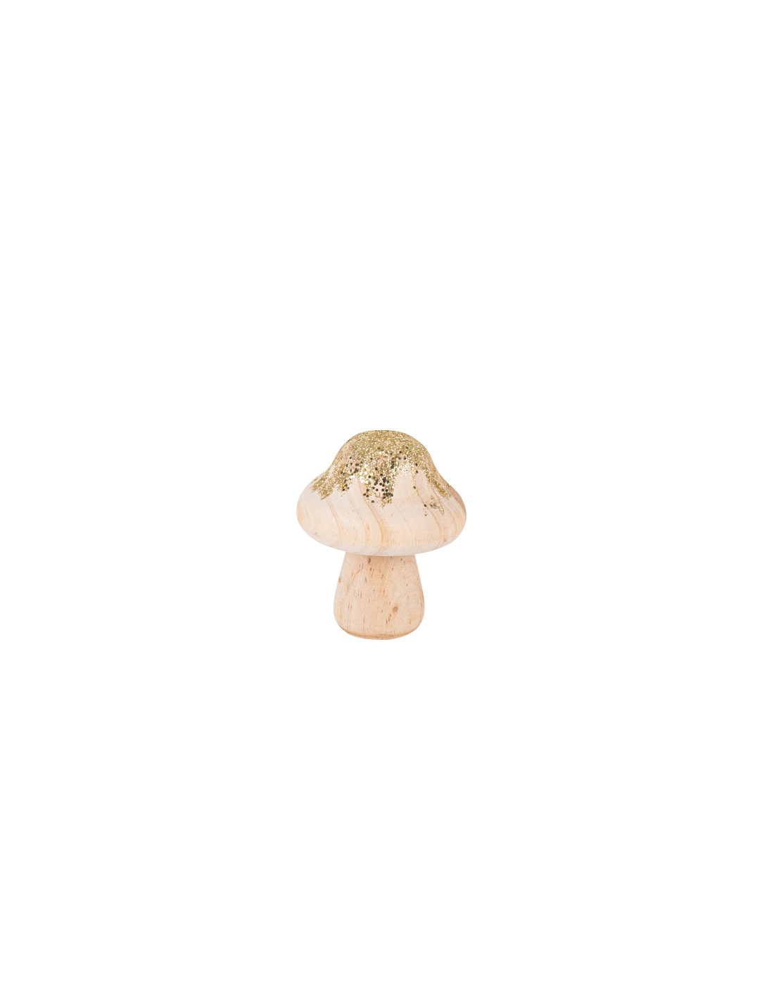 Champignon en bois écorce et paillettes - 17 cm