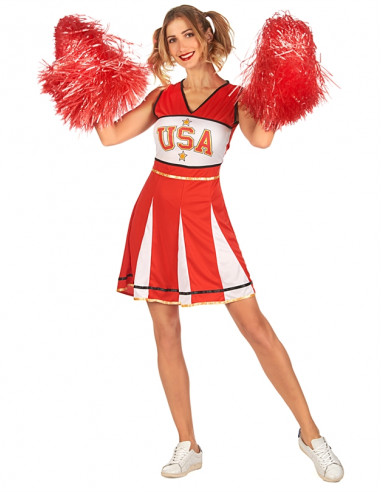 Costume de pom-pom girl joyeux pour femmes costume d’Halloween pour adulte  sexy lady cheerleading uniformes déguisement noir blanc rouge