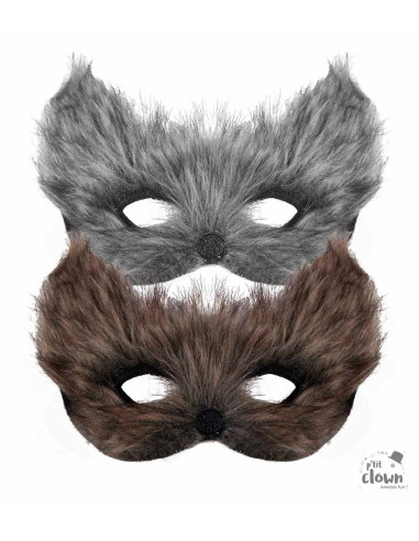 MASQUE LOUP CHAT SAUVAGE POILU GRIS...