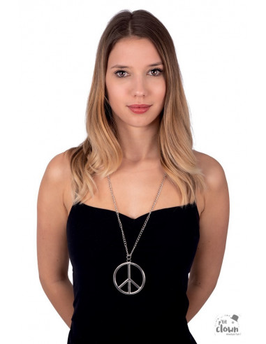 COLLIER  PEACE AND LOVE METAL ARGENT