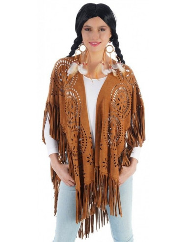 CAPE PONCHO INDIENNE MARRON TAILLE...