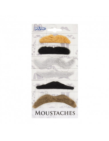 LOT 6 MOUSTACHES ADHESIVES ADULTES 