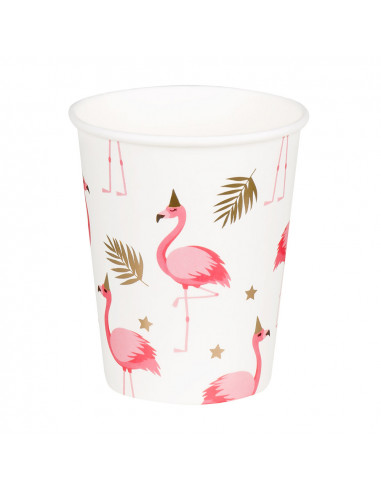 10 GOBELETS FLAMANT ROSE 21 CL 