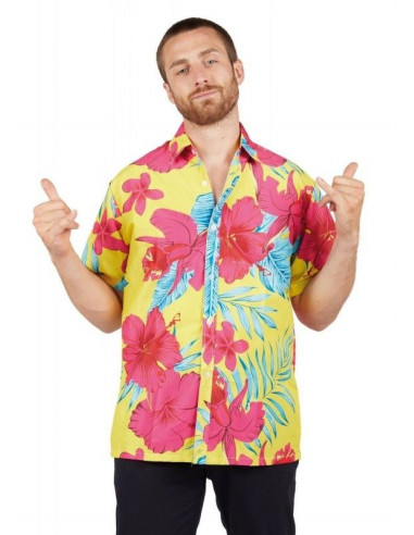 CHEMISE HAWAIENNE JAUNE TAILLE S-M