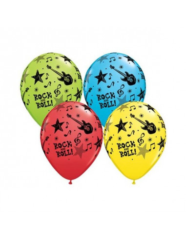 25 BALLONS QUALATEX 11" ROCK AND ROLL...