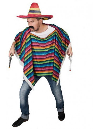 PONCHO MEXICAIN MULTICOLORE TAILLE...