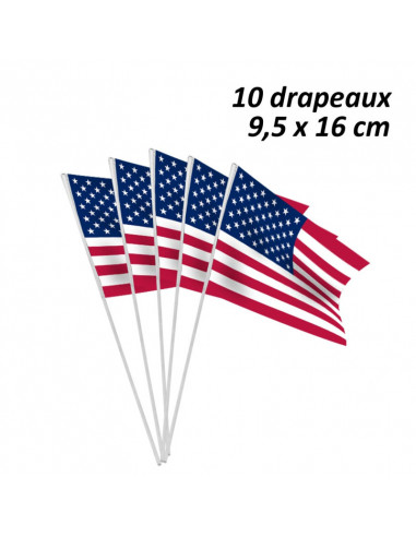 10 DRAPEAUX DE TABLE USA 9.5 X16 CM 
