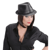 CHAPEAU BORSALINO TRILBY EFFET CUIR NOIR