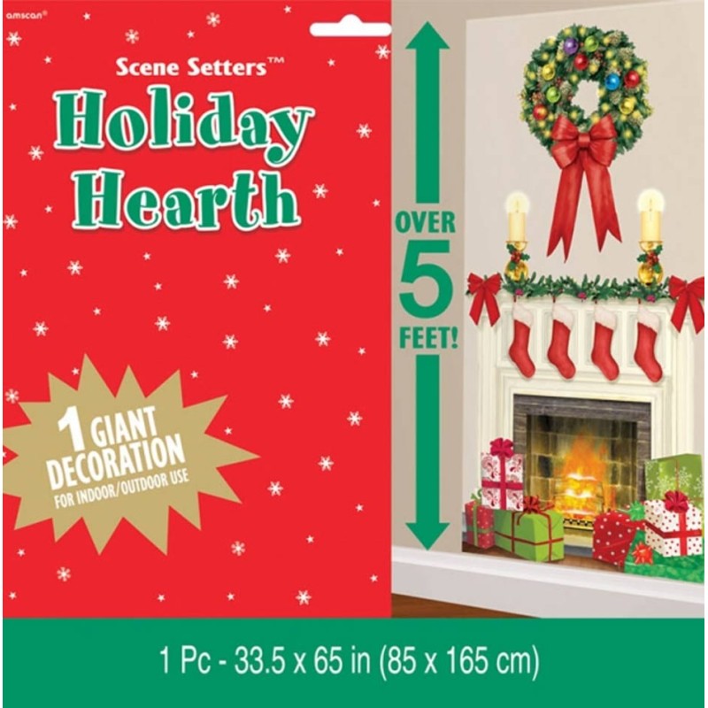 DECORATION MURALE CHEMINEE DE NOEL 85 X 165 CM DECORATION MURALE CHEMINEE DE NOEL 85 X 165 CM