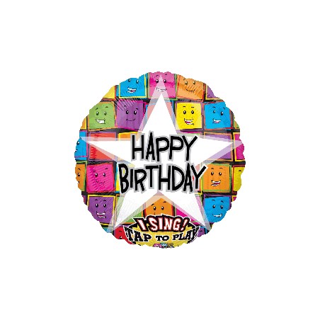 BALLON METALLIQUE MUSICAL ANNIVERSAIRE HAPPY BIRTHDAY 71 CM