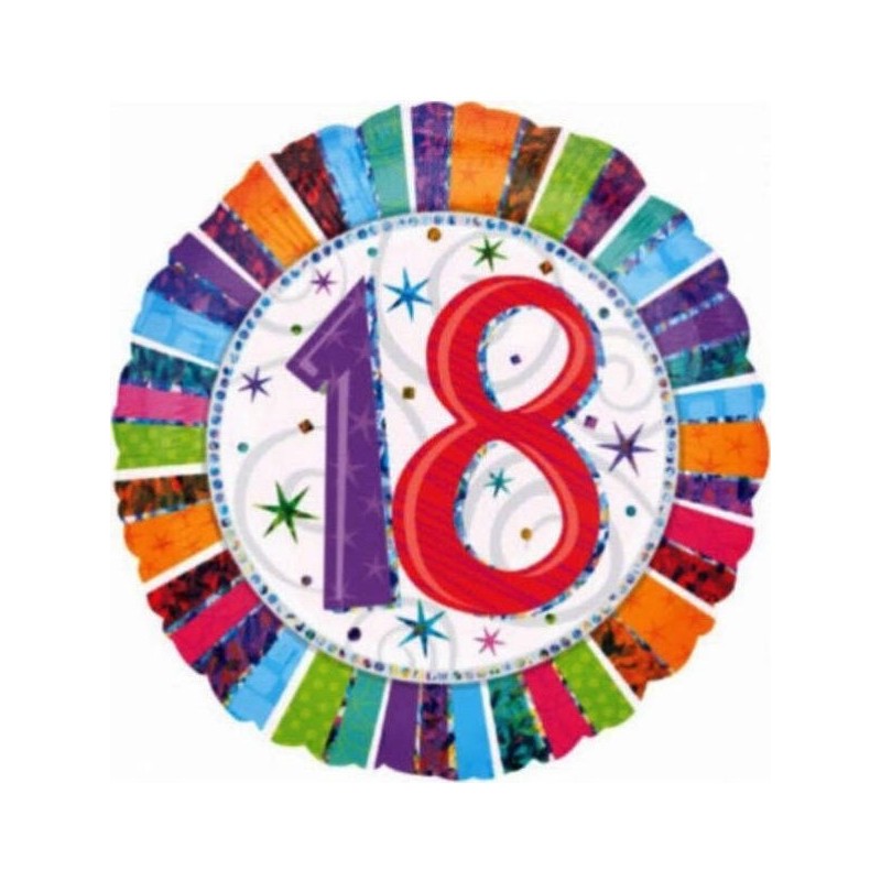 BALLON METALLIQUE ROND ANNIVERSAIRE CHIFFRE 18 45 CM BALLON METALLIQUE ROND ANNIVERSAIRE CHIFFRE 18 45 CM