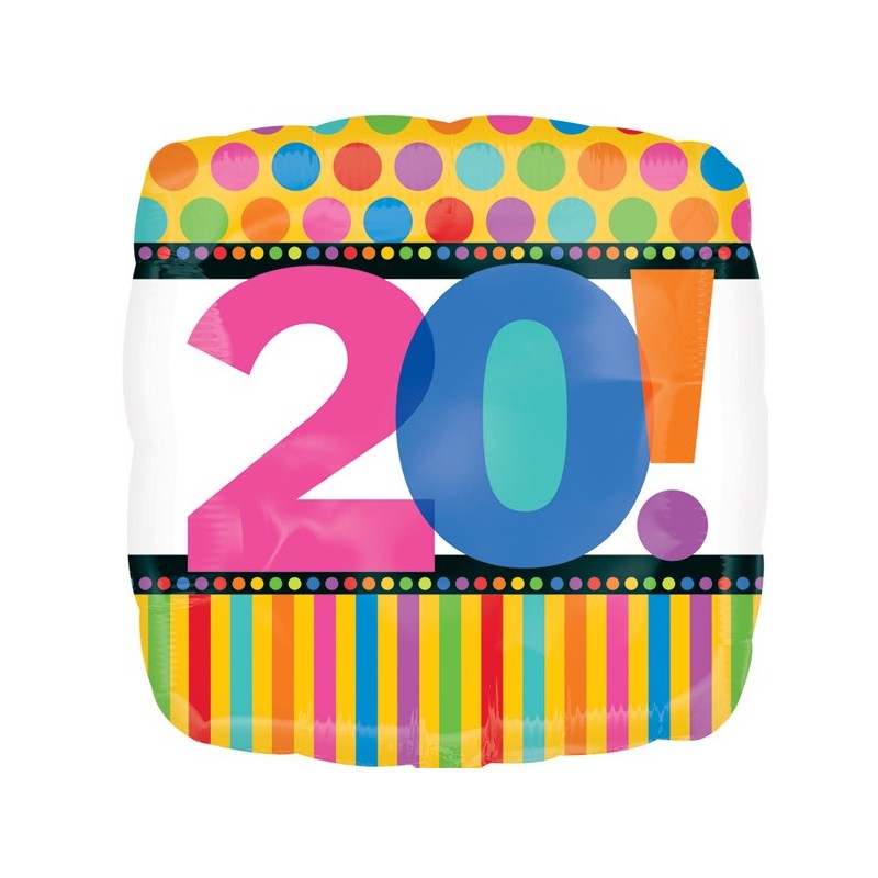 BALLON METALLIQUE CARRE ANNIVERSAIRE CHIFFRE 20 45 CM BALLON METALLIQUE CARRE ANNIVERSAIRE CHIFFRE 20 45 CM