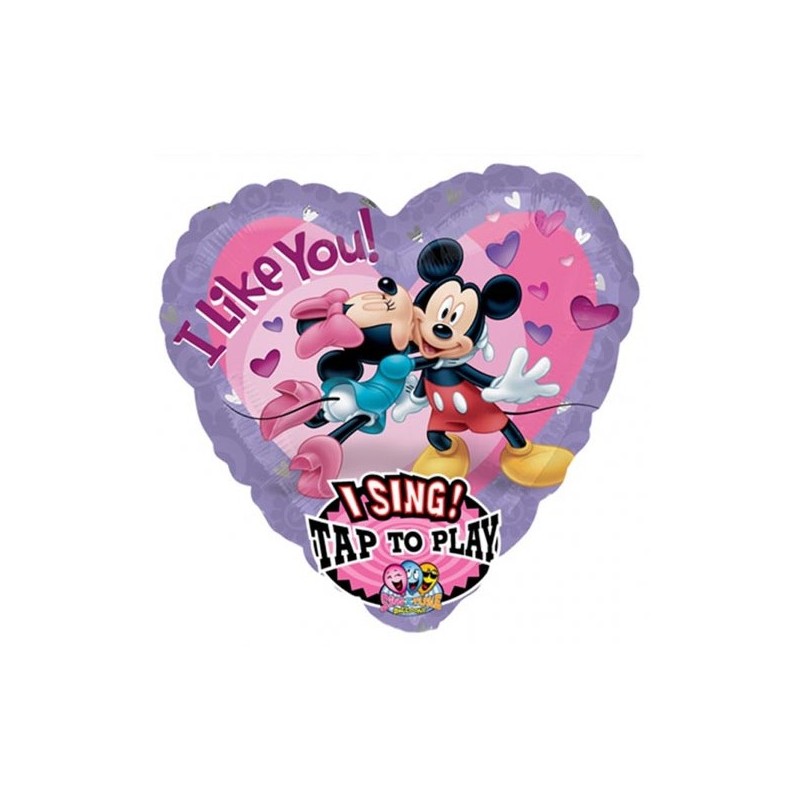 BALLON METALLIQUE COEUR MUSCIAL  MICKEY ET MINNIE LOVE 73 CM 