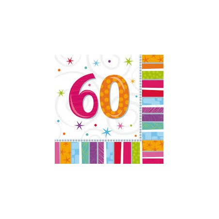 16 SERVIETTES RADIANT 60 MULTICOLORES 33 X 33 CM