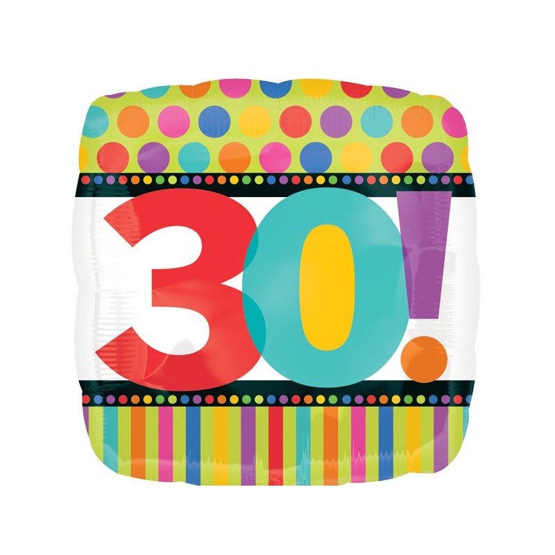 BALLON METALLIQUE CARRE ANNIVERSAIRE CHIFFRE 30 45 CM BALLON METALLIQUE CARRE ANNIVERSAIRE CHIFFRE 30 45 CM