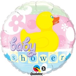 BALLON METALLIQUE ROND CANARD BABY SHOWER 46 CM