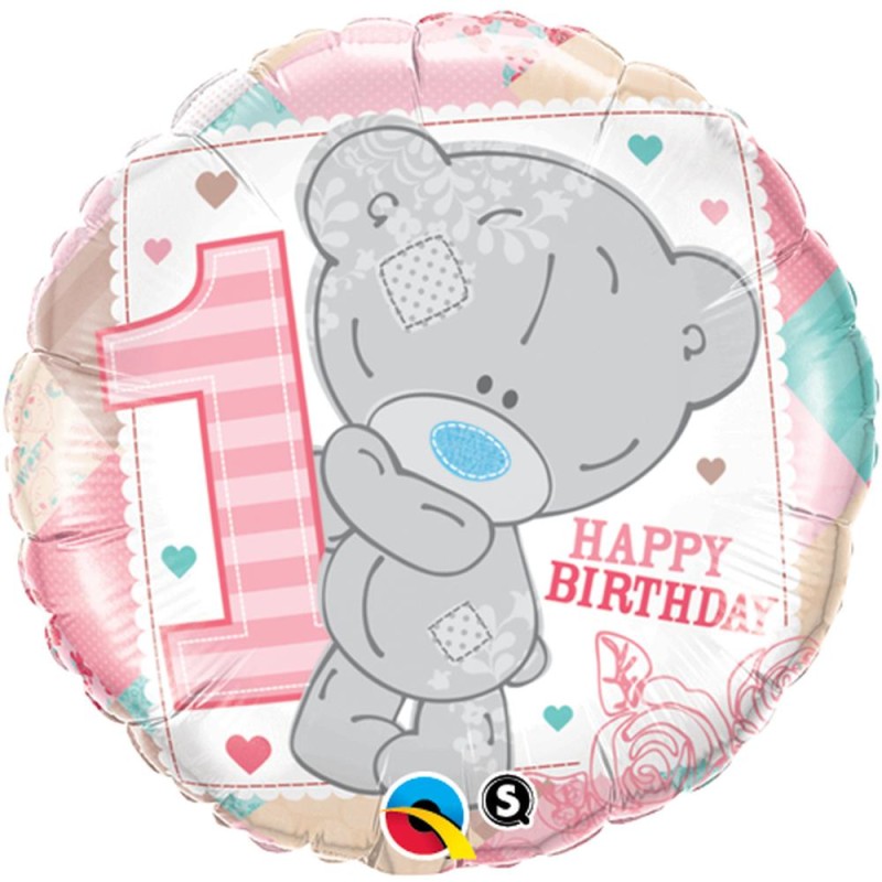 BALLON METALLIQUE ROND 1 AN TEDDY ROSE 46 CM BALLON METALLIQUE ROND 1 AN TEDDY ROSE 46 CM