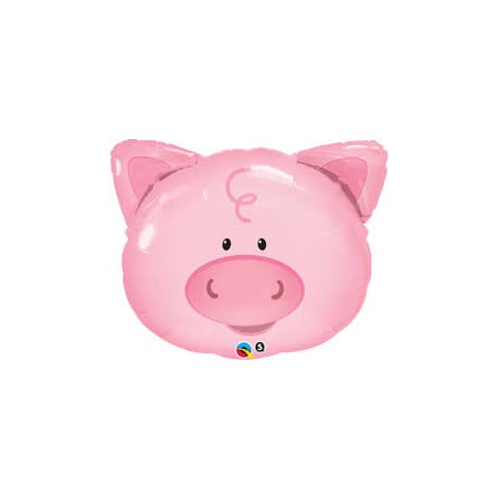 BALLON METALLIQUE TETE DE COCHON ROSE 76 CM