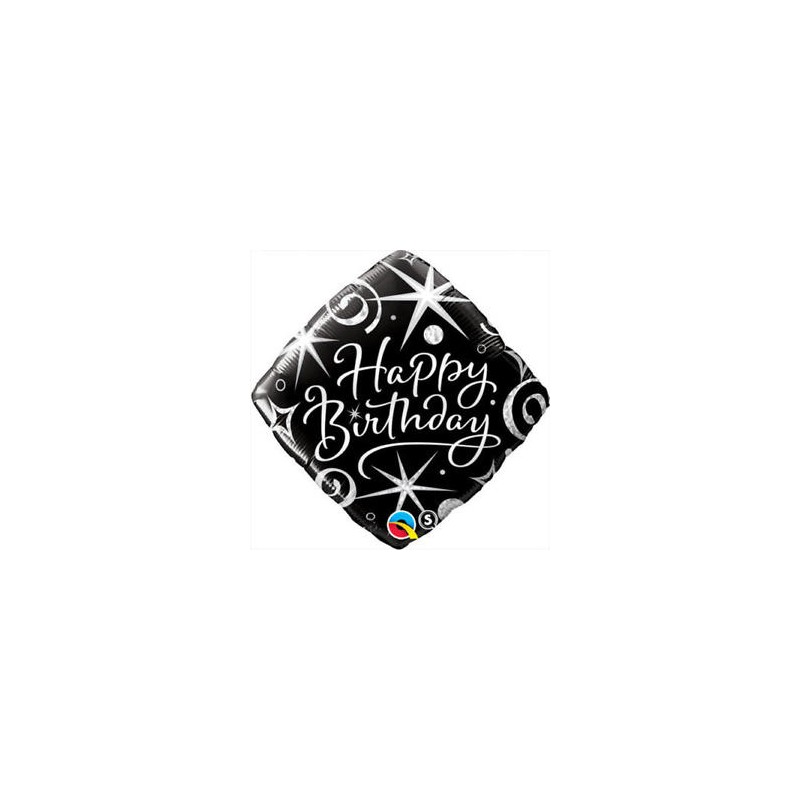 BALLON METALLIQUE HAPPY BIRTHDAY NOIR ET ARGENT 46 CM BALLON METALLIQUE HAPPY BIRTHDAY NOIR ET ARGENT 46 CM