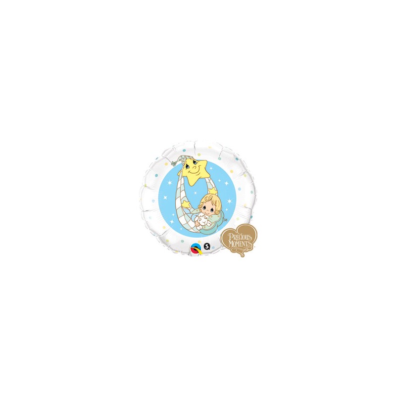 BALLON METALLIQUE ROND BEBE ETOILE BLEU 46 CM