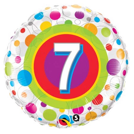 BALLON METALLIQUE ROND CHIFFRE 7 MULTICOLORE 46 CM