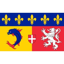 DRAPEAU RHONE ALPES EN TISSUS  90 X 150 CM