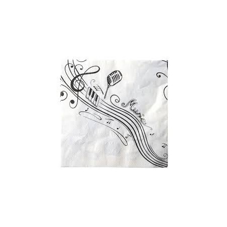 20 SERVIETTES DE TABLE MUSIQUE 33 X 33 CM