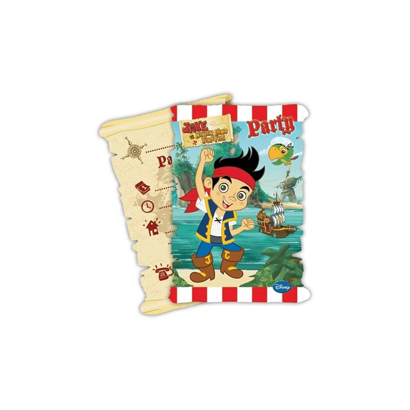 6 CARTES DINVITATIONS JAKE ET LES PIRATES 6 CARTES DINVITATIONS JAKE ET LES PIRATES