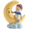 FIGURINE GARCON ASSIS SUR LA LUNE 10 CM