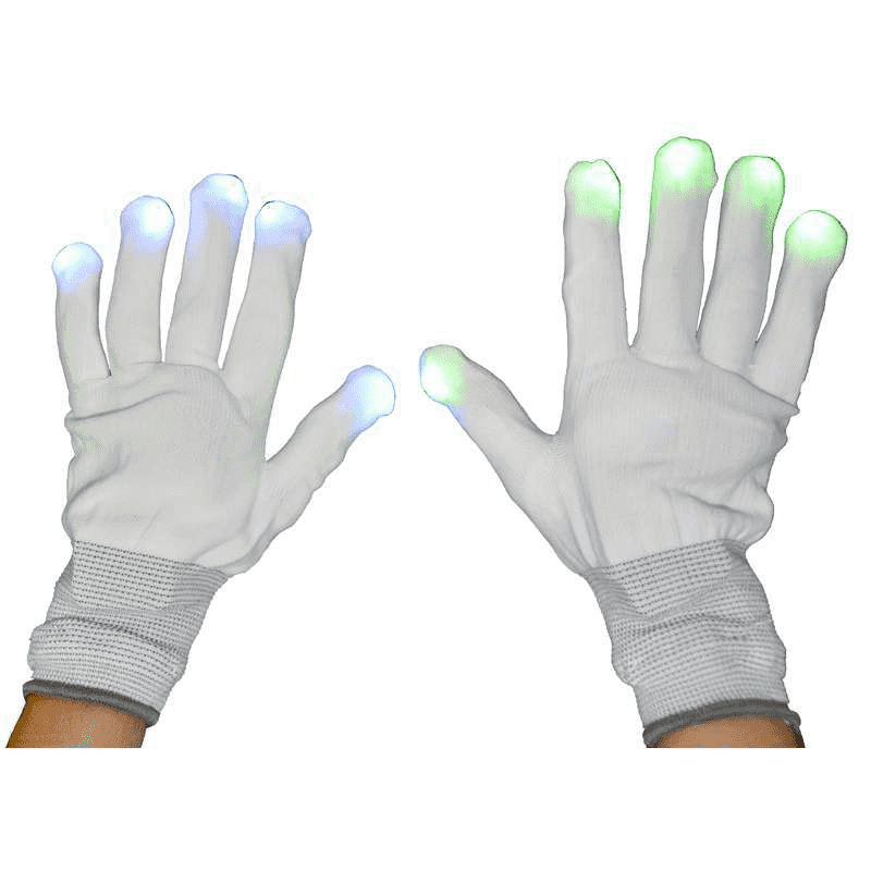 Paire de Gants noirs /Blancs avec LED Rythme Variable Paire de Gants noirs /Blancs avec LED Rythme Variable