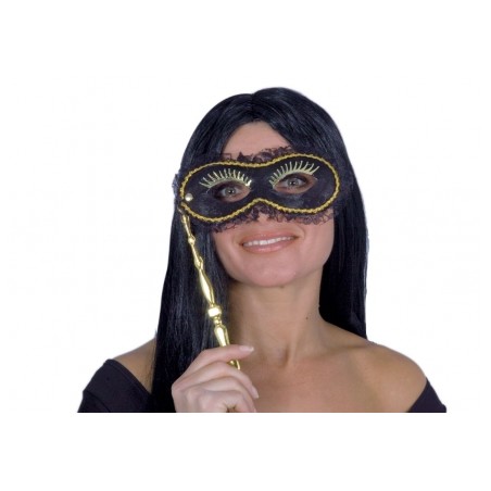 MASQUE LOUP EN FACE A MAIN DENTELLE NOIRE