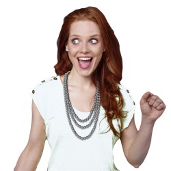 COLLIER TRIPLE DE  PERLES ARGENT