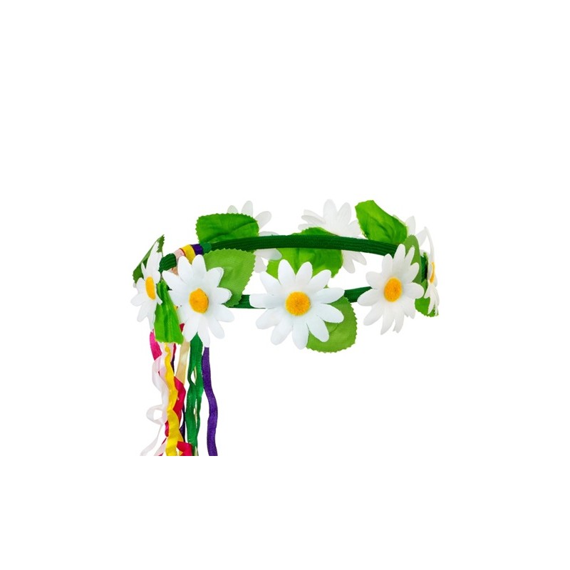 COURONNE DE FLEURS MARGUERITE PEACE AND LOVE ANNEES 60 - 70