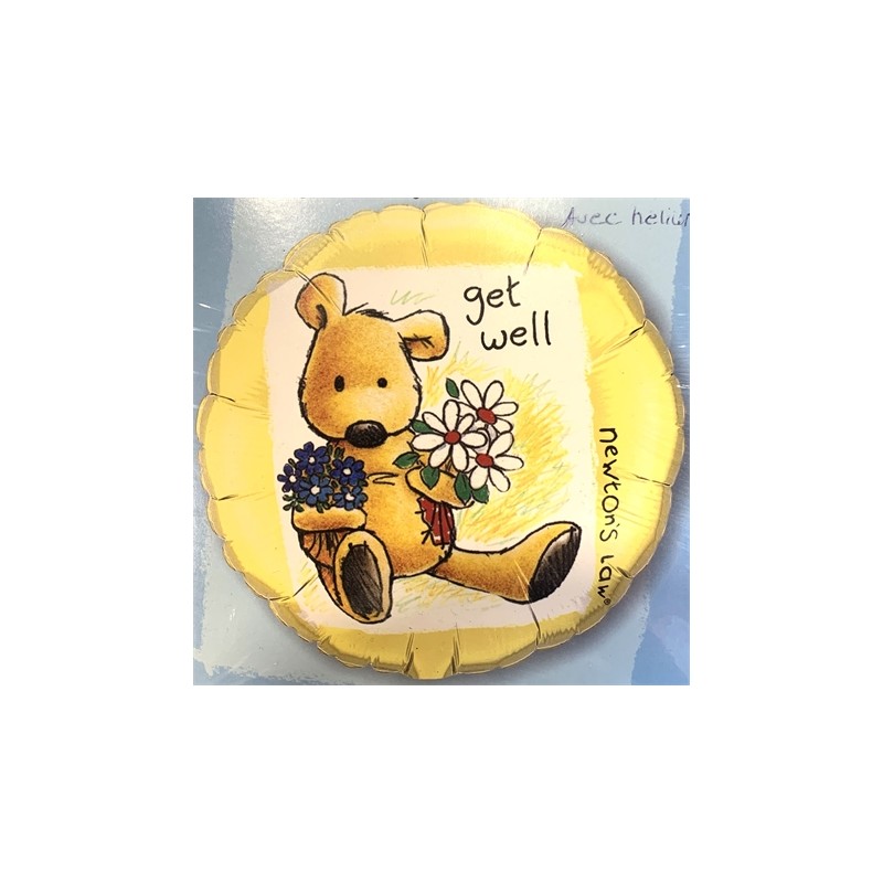 BALLON METALLIQUE ROND TEDDY GET WELL JAUNE 46 CM BALLON METALLIQUE ROND TEDDY GET WELL JAUNE 46 CM