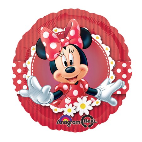 BALLON METALLIQUE ROND  MINNIE ROUGE 43 CM