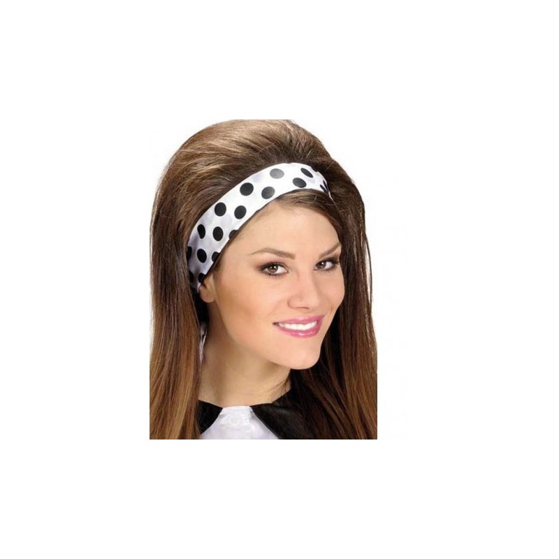 FOULARD BANDEAU SATIN BLANC POIS NOIR FOULARD BANDEAU SATIN BLANC POIS NOIR