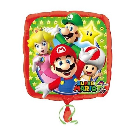 BALLON METALLIQUE CARRE MARIO BROS 43 CM