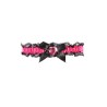 JARRETIERE NOIRE ET ROSE FUSCHIA COEUR ROSE ET NOEUD NOIR