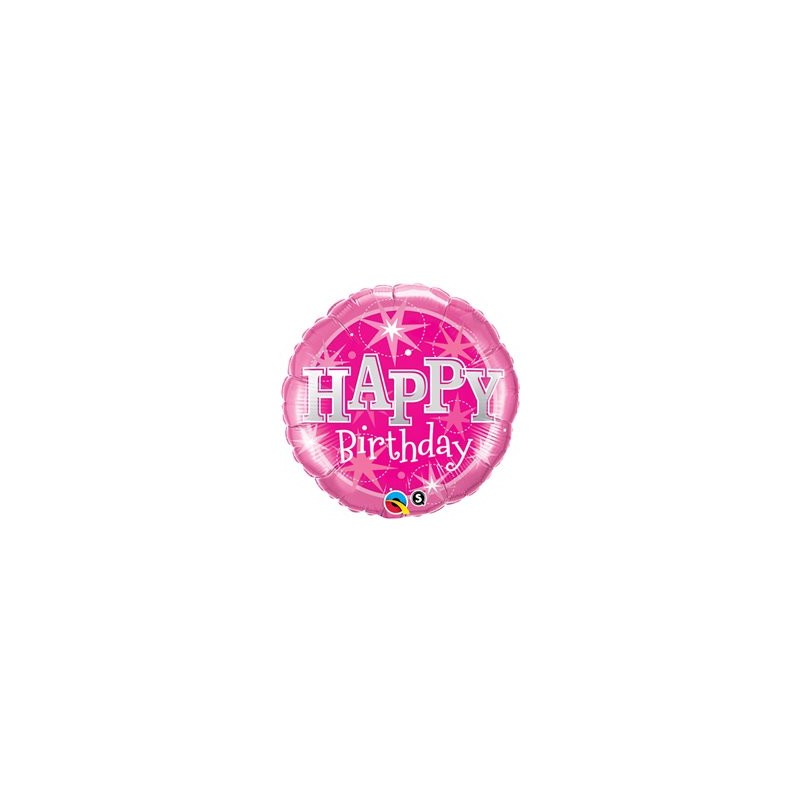 BALLON METALLIQUE ROND HAPPY BIRTHDAY ROSE ET ARGENT 46 CM BALLON METALLIQUE ROND HAPPY BIRTHDAY ROSE ET ARGENT 46 CM