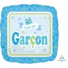 BALLON METALLIQUE CARRE C'EST UN GARCON BLEU 43CM